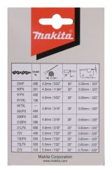 Цепь Makita, длина 30 см/12", шаг 3/8", паз 1, 3 мм, звеньев 46, 91PX, 191H10-7