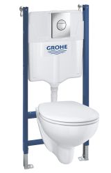 Комплект инсталляции GROHE Solido Compact 5 в 1 с подвесным унитазом Bau Ceramic и сиденьем с микролифтом (39415000)