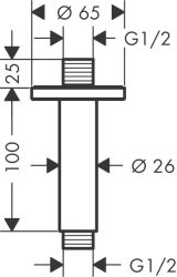 Душевой кронштейн hansgrohe Vernis Blend потолочный 100 мм 27804670, матовый черный