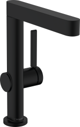 Смеситель для раковины hansgrohe Finoris 230, с поворотным изливом, со сливным клапаном Push-Open 76060670, матовый черный