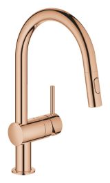 Смеситель для кухни GROHE Minta с вытяжным душем, C-образный излив, теплый закат глянец (32321DA2)