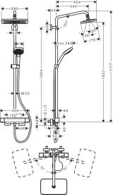 Душевая система hansgrohe Croma E 280 1jet EcoSmart с термостатом 27660000, хром