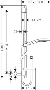 Душевой гарнитур hansgrohe Raindance Select S 120 3jet со штангой 90 см и мыльницей 26631000, хром