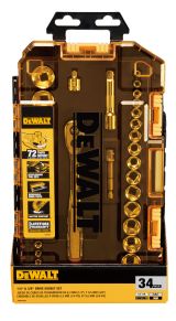 Набор торцевых головок DEWALT DWMT45034-0, 1/4-3/8", 4-22 мм, 34 шт., в кейсе