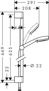 Душевой гарнитур hansgrohe Crometta 100 3jet Multi со штангой 65 см 26650400, белый/хром