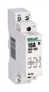 Модульный контактор серии МК-103 1НО+1НЗ 16А 230В DEKraft, 18051DEK