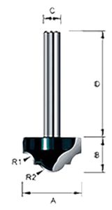 Фреза пазовая фасонная Makita 3, 18R 22х9, 9х8х40х2Т, хвост. подшипник, D-11156
