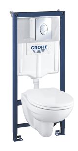 Комплект инсталляции GROHE Solido 4 в 1 с подвесным унитазом и сиденьем (39400000)
