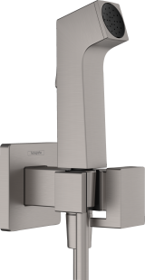 Гигиенический душ hansgrohe 1jet E со смесителем, держателем и шлангом 125 см 29233340, шлифованный черный хром