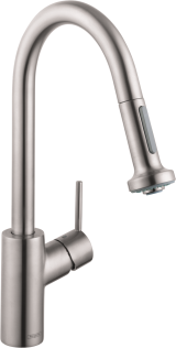 Смеситель для кухонной мойки hansgrohe Talis M52 220, для установки напротив окна, с вытяжным душем 2jet, Sbox 73863800, под сталь