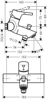 Смеситель для ванны hansgrohe Talis E внешнего монтажа 72401000, хром