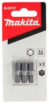 Бита Makita HEX8.0, 25 мм, HEX, 3 шт. (B-23737)