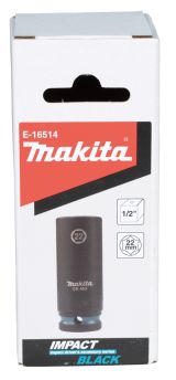 Ударная удлиненная торцовая головка Makita Impact Black 1/2" 22x81, 5 мм , E-16514