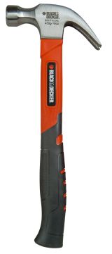 Молоток fiberglass с гвоздодером BLACK+DECKER, 450г.