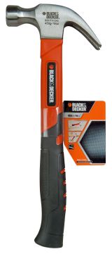Молоток fiberglass с гвоздодером BLACK+DECKER, 450г.