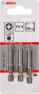 Биты для шуруповертов Bosch PZ2 2607001577, XH, 49 мм, 3 шт.
