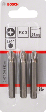Биты для шуруповертов Bosch PZ3 2607001573, XH, 51 мм, 3 шт.