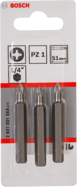 Биты для шуруповертов Bosch PZ1 2607001569, XH, 51 мм, 3 шт.