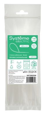 Стяжка кабельная Systeme Electric (Schneider Electric) MultiSet, 200x2.5 мм, 100 шт., белый, IMT20025W