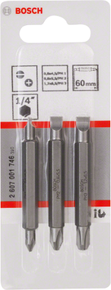 Биты двухсторонние для шуруповертов Bosch PH/SL 2607001746, XH, 60 мм, 3 шт.