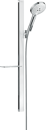 Душевой гарнитур hansgrohe Raindance Select S 120 3jet со штангой 90 см и мыльницей 27648400, белый/хром