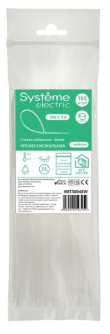 Стяжка кабельная Systeme Electric (Schneider Electric) MultiSet, 300x4.8 мм, 100 шт., белый, IMT30048W
