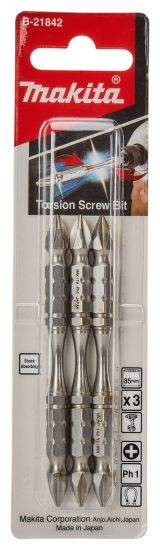 Насадка Makita двусторонняя Silver Torsion PH1, 85 мм, E-form (MZ), 3 шт., B-21842