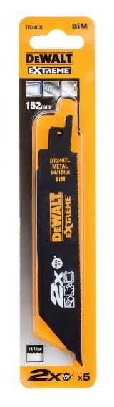 Полотно DEWALT DT2407L, по металлу для сабельных пил биметаллическое, BiM, 152 x 1.4-1.8 мм, S936BEF, 5 шт.