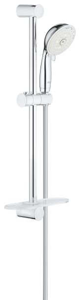 Душевой гарнитур GROHE Tempesta Rustic 100 с мыльницей, 4 режима струи, душевая штанга 600 мм, 9,5 л/мин, хром (27609001)