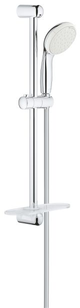 Душевой гарнитур GROHE Tempesta 100 с мыльницей, 2 режима струи, душевая штанга 600 мм, 5,7 л/мин, хром/белый (27926001)