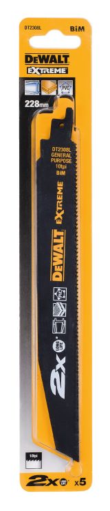 Полотно универсальное для сабельных пил биметаллическое DEWALT DT2308L, BiM, 228 x 2.5 мм, S1120СF, 5 шт.
