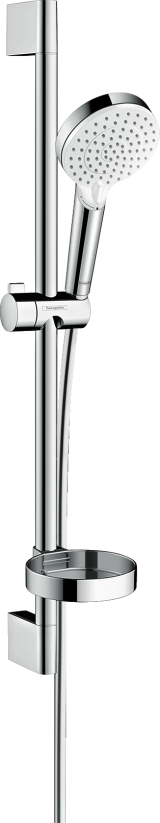 Душевой гарнитур hansgrohe Crometta 100 2jet Vario со штангой 65 см и мыльницей 26553400, белый/хром