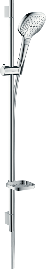 Душевой гарнитур hansgrohe Raindance Select E 120 3jet со штангой 90 см и мыльницей 26621400, белый/хром