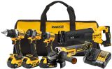 Аккумуляторный набор DEWALT DCK509P3, 18 В: дрель + шуруповерт + гайковерт + УШМ + сабельная пила, с 3 АКБ 5 Ач и ЗУ, в сумке