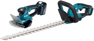 Аккумуляторный набор садовой техники Makita, 18 В: кусторез DUH506 + садовые ножницы DUM604, с АКБ 1.5 Ач и ЗУ