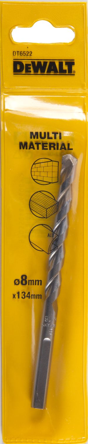 Сверло DEWALT DT6522, multimaterial универсальное TCT/HM 3 гранным хвостовиком, 8 x 134 x 104 мм