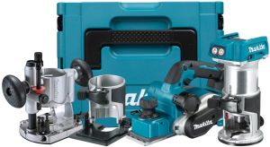 Аккумуляторный набор Makita, 18 В: рубанок DKP1812 + фрезер DRT50, без АКБ и ЗУ, в кейсе