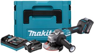 Аккумуляторная угловая шлифмашина Makita GA005GU201, 40 В, 125 мм, 8500 об/мин, с 2 АКБ 4 Ач и ЗУ, в кейсе MakPac