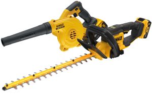 Аккумуляторный набор садовой техники DEWALT, 18 В: воздуходувка DCV100 + кусторез DCMHT564, с 2 АКБ 5 Ач без ЗУ