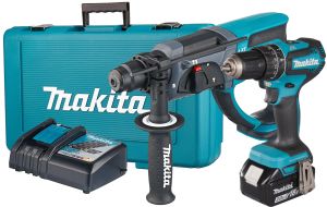 Аккумуляторный набор Makita 18 В: дрель-шуруповерт DHP485 + перфоратор DHR202, с АКБ 3 Ач и ЗУ, в кейсе