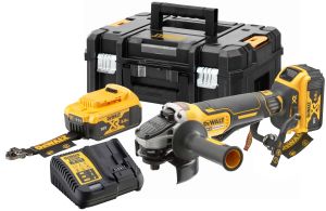 Аккумуляторная угловая шлифмашина DEWALT DCG406P2LRT, 18 В, 125 мм, 9000 об/мин, с 2 АКБ 5 Ач и ЗУ, в кейсе TSTAK (DCG406P2LRT-QW)