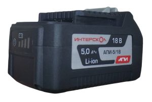 Аккумуляторный слайдерный блок ИНТЕРСКОЛ АПИ-5/18И, Li-Ion, 18 В, 5 Ач, 1 шт. (2400.122)