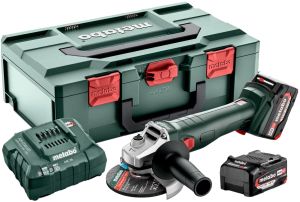 Аккумуляторная угловая шлифмашина Metabo W 18 L 9-125, 18 В, 125 мм, 8500 об/мин, с 2 АКБ 4 Ач и ЗУ, в кейсе metaBOX (602247510)