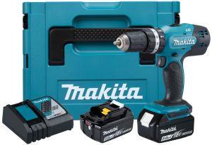 Аккумуляторная ударная дрель-шуруповерт Makita DHP453RTJ, 18 В, 1300 об/мин, 19500 уд/мин, с 2 АКБ 5 Ач и ЗУ, в кейсе MakPac