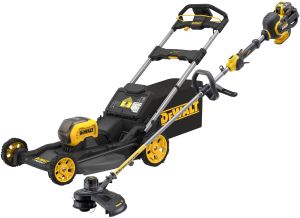 Аккумуляторный набор садовой техники DEWALT, 54 В: газонокосилка DCMWSP550 + триммер DCM571, с АКБ 4 Ач и ЗУ