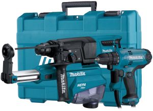 Набор электроинструмента Makita: дрель-шуруповерт DF0300 + перфоратор HR2652, в кейсе (ACSET-30)