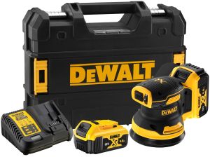 Аккумуляторная эксцентриковая шлифмашина DEWALT DCW210P2, 18 В, 125 мм, 12000 кол/мин, с 2 АКБ 5 Ач и ЗУ, в кейсе TSTAK
