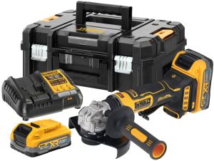 Аккумуляторная угловая шлифмашина DEWALT DCG404S2T, 18 В, 125 мм, 11000 об/мин, с 2 АКБ 3.5 Ач и ЗУ в кейсе TSTAK (DCG404S2T-QW)