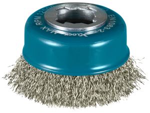 Щетка проволочная чашечная Makita X-lock (d75 мм, толщина проволоки 0, 3 мм, гофрированная, нержавейка), D-73346