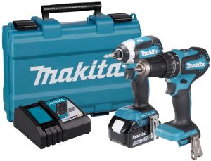 Аккумуляторный набор Makita 18 В: дрель-шуруповерт DHP485 + шурупеворт DTD153, с АКБ 5 Ач и ЗУ, в кейсе